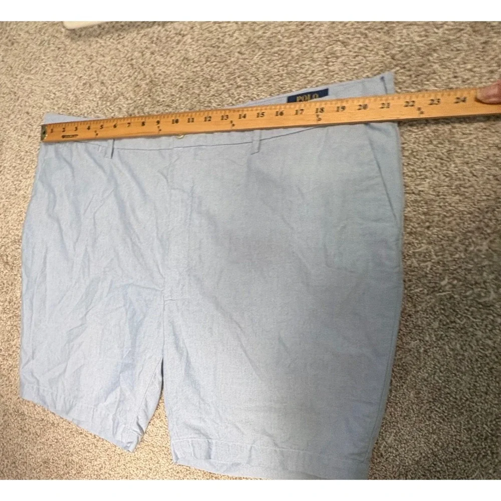 Polo Ralph Lauren Shorts Mens‎ 44B Blue Oxford Cotton Flat Front Casual Classic